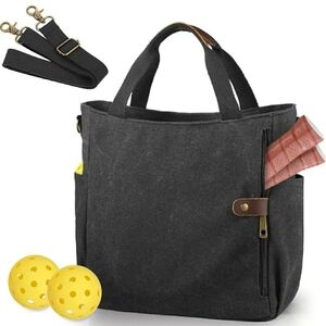 Smriti Canvas Tote Bag With A Shoulder Strap Pickleball 12x14x5 NWT Pockets
